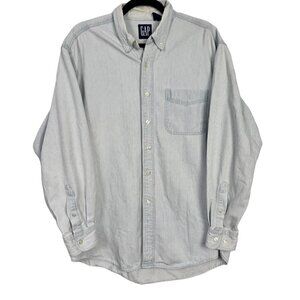 Vintage GAP Denim Blue Striped Button Down Shirt Cotton Large